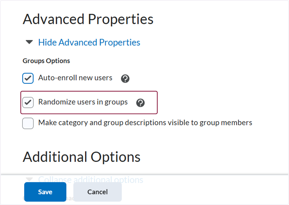 Optional: Randomize users in groups