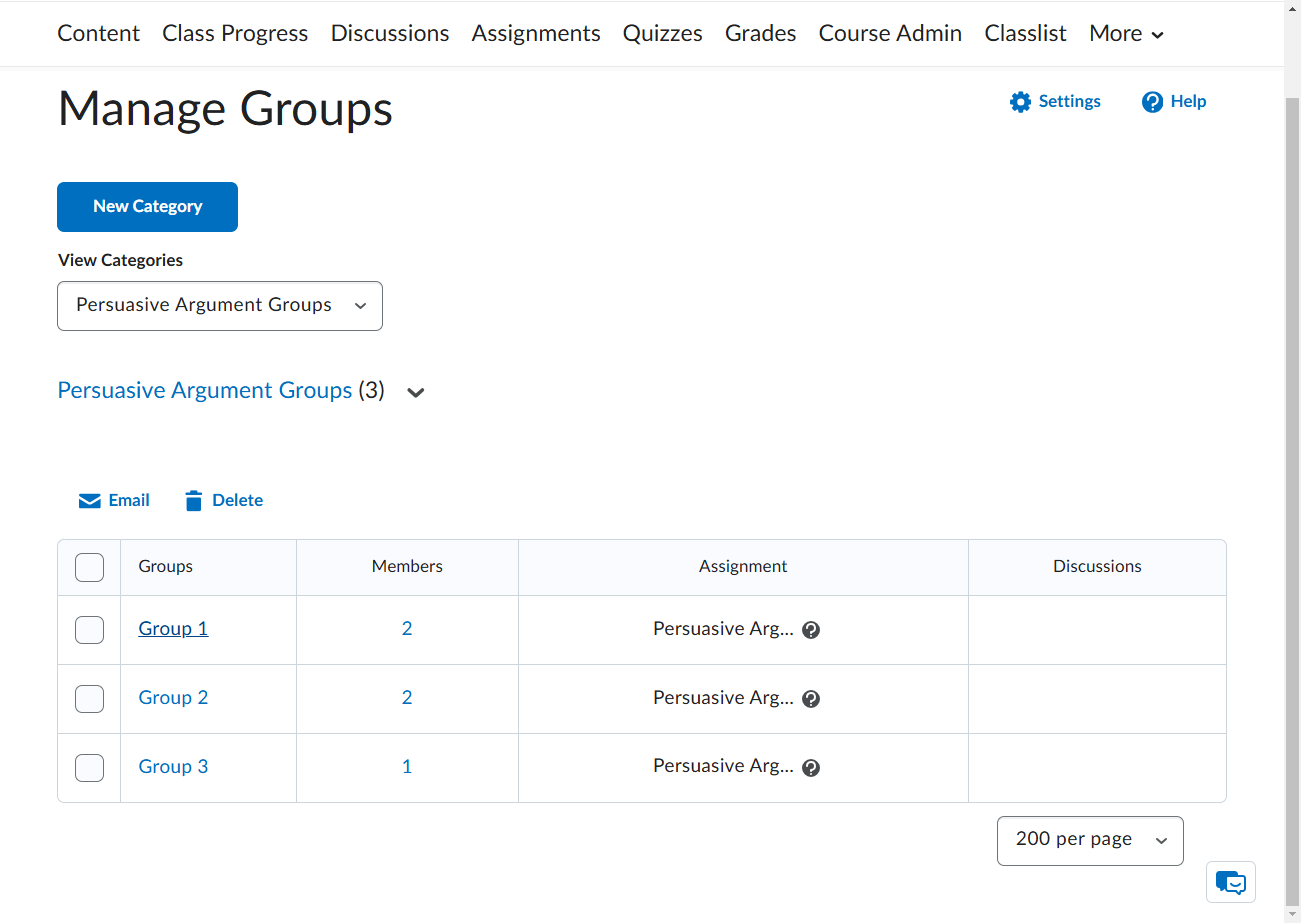 To rename a group, click on the group name