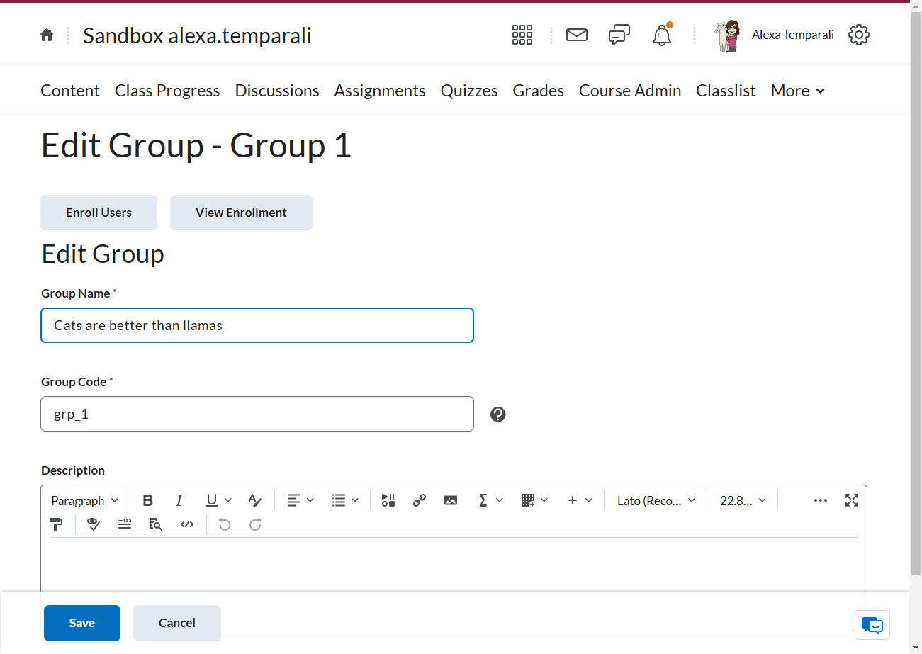 Type the name of the group
