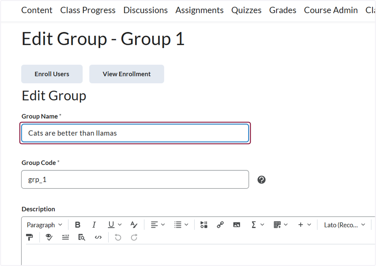Type the name of the group