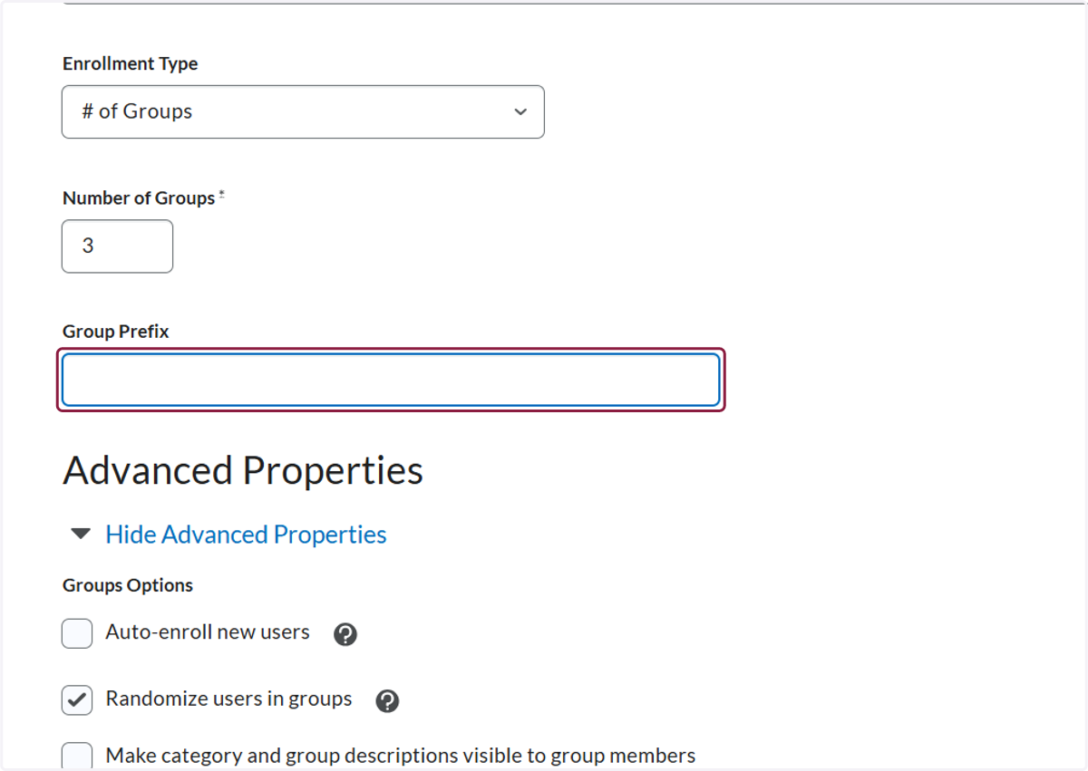 Optional: Add a group prefix - This will appear before group names in this category