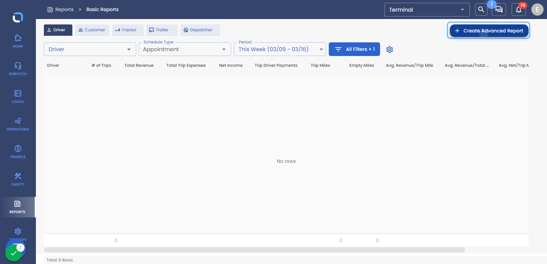 Click on Create Advanced Report