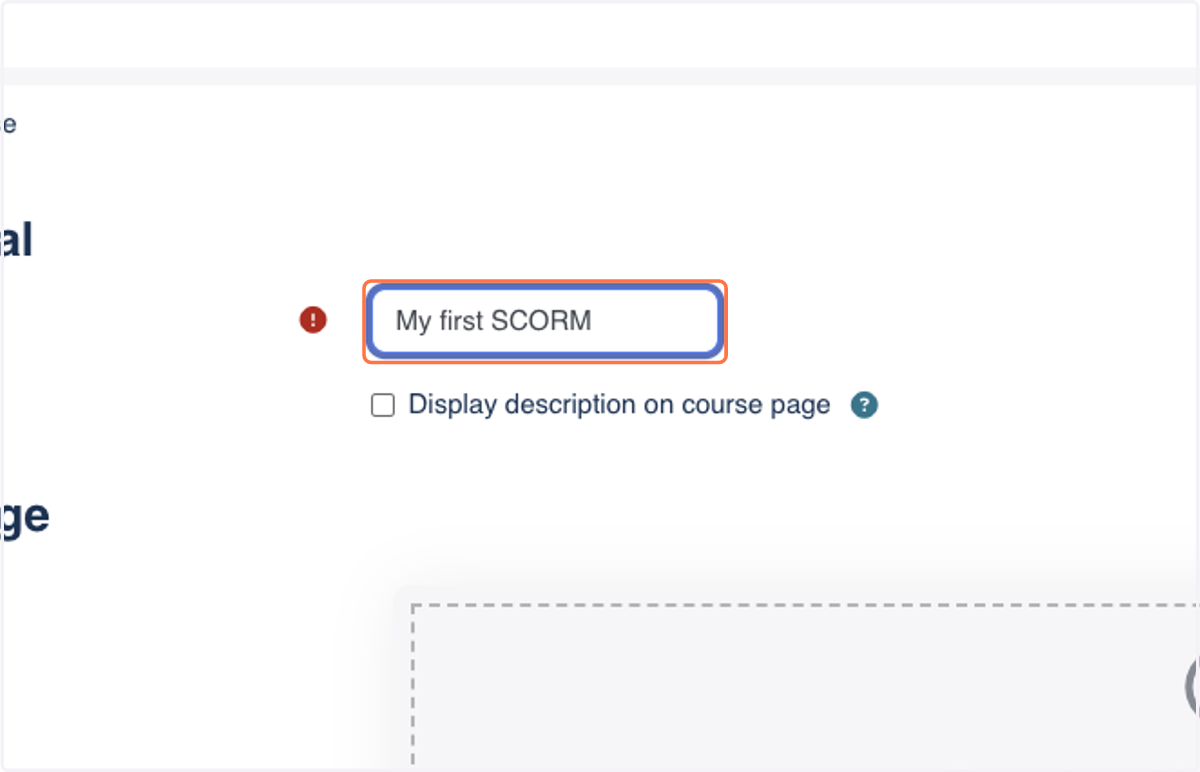 Name your SCORM package