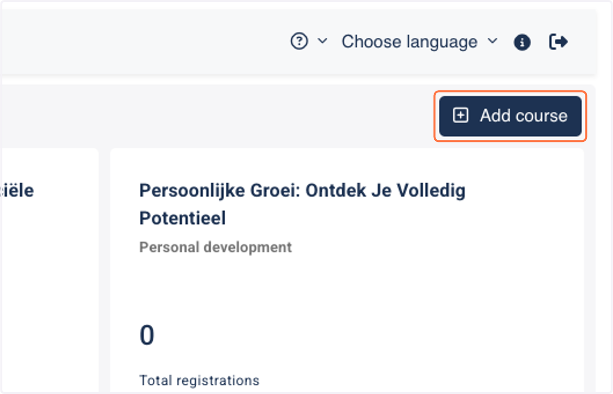 Click on "Add course"