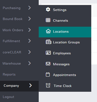 Navigate to Company > Locations