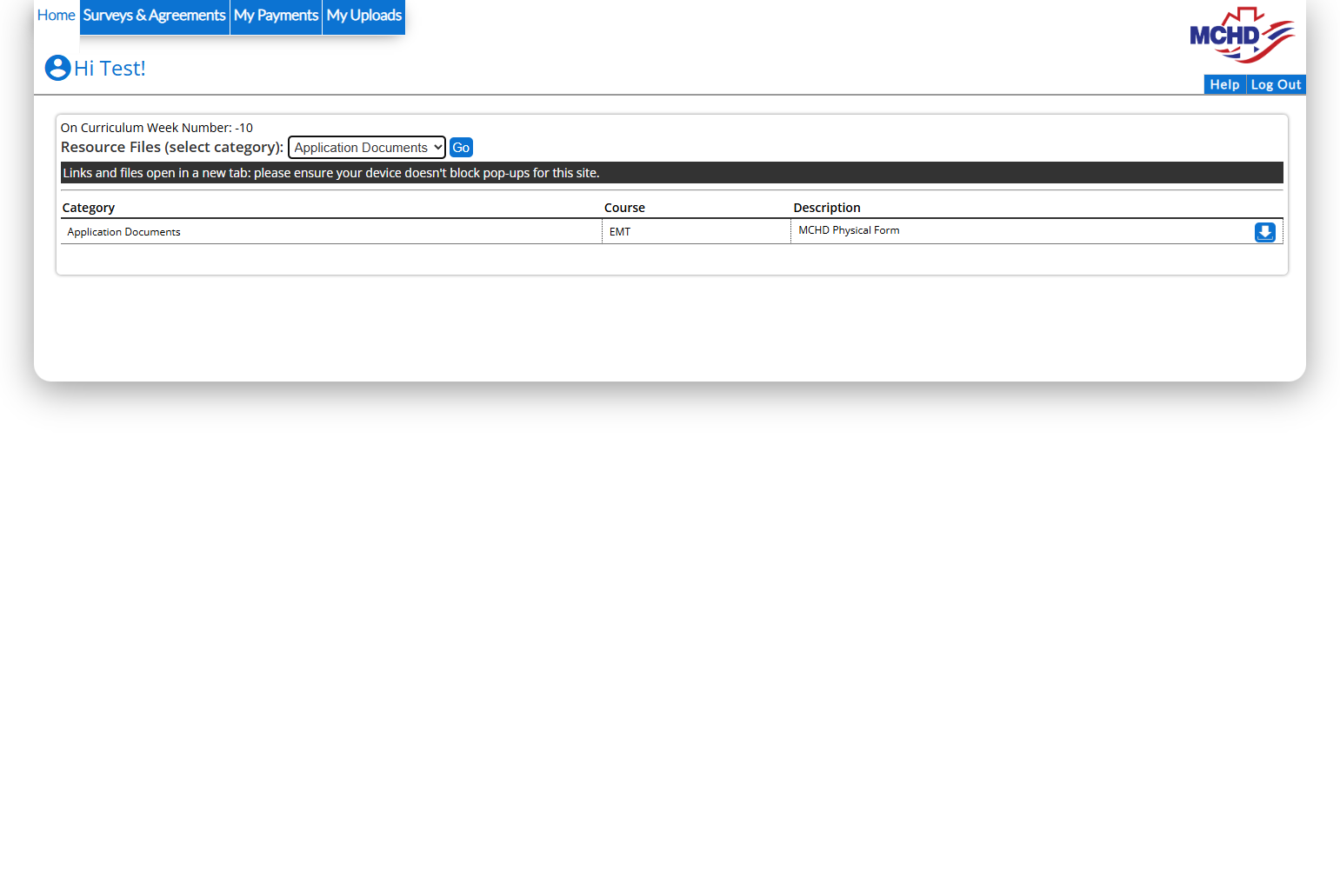 Click on Application Documents