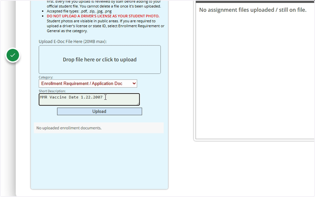 Enter information regarding the file