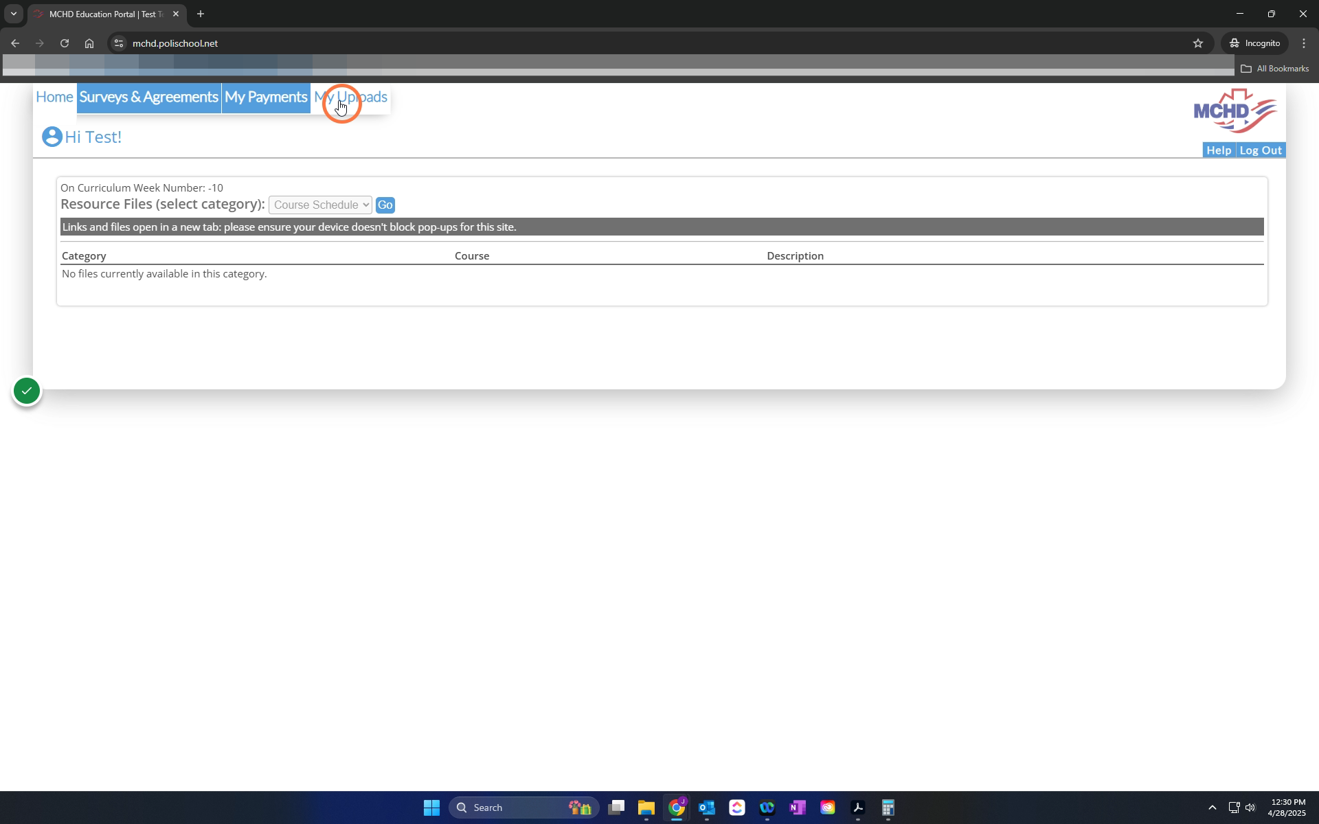 Navigate to the "My Uploads" tab to submit your vaccines
