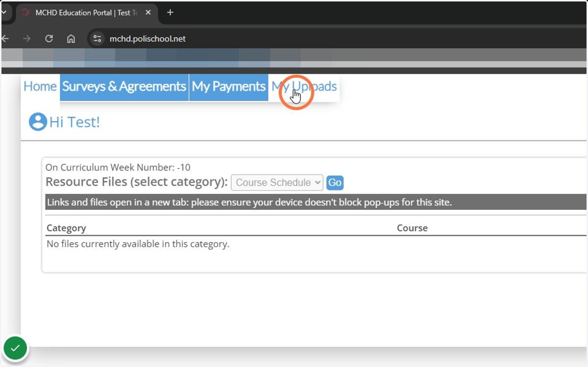 Navigate to the "My Uploads" tab to submit your vaccines