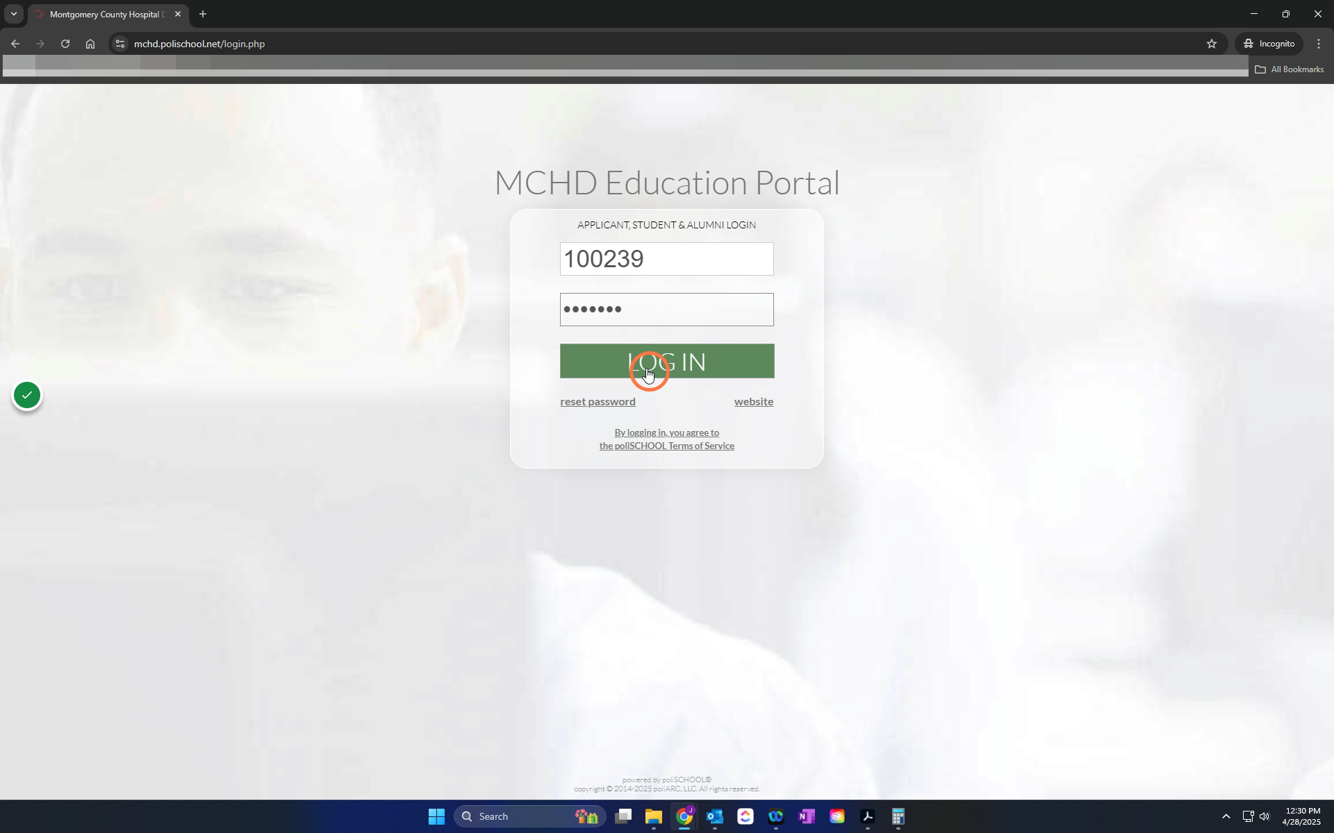 Click Log-in