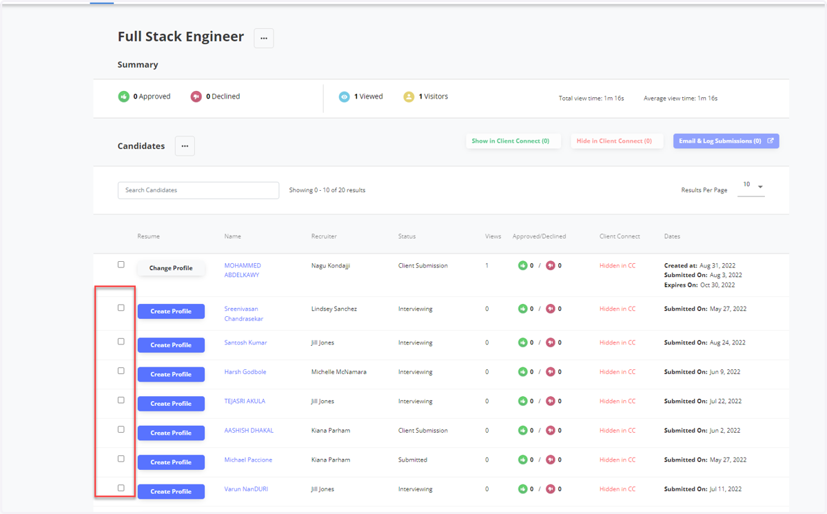 Recruiter: Submitting multiple candidates for a job within the same email