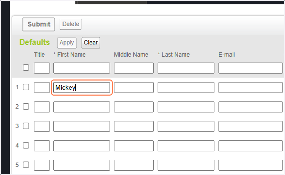 Type the first name of the primary guest in Room 1.