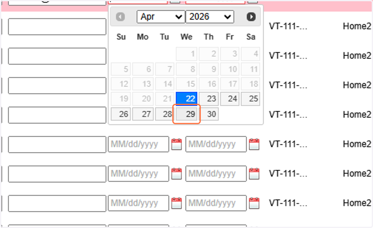 Enter Check-in date