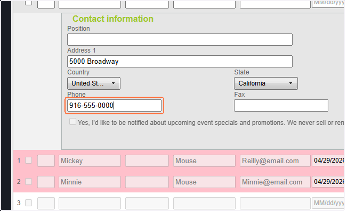 Phone number