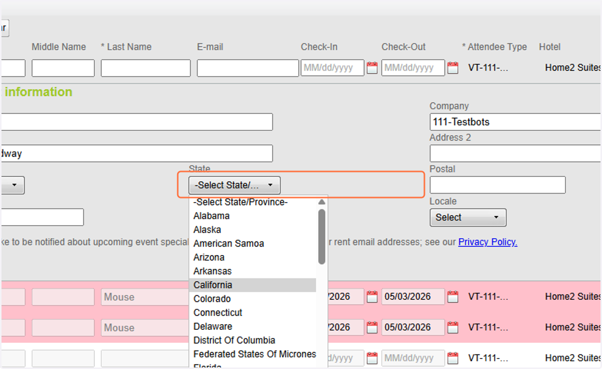 Click on -Select State/Province-…