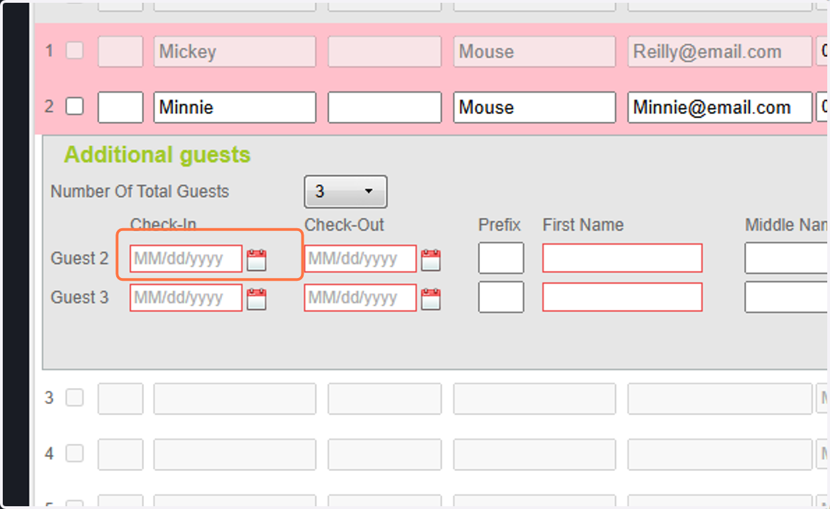 Enter Check-in date