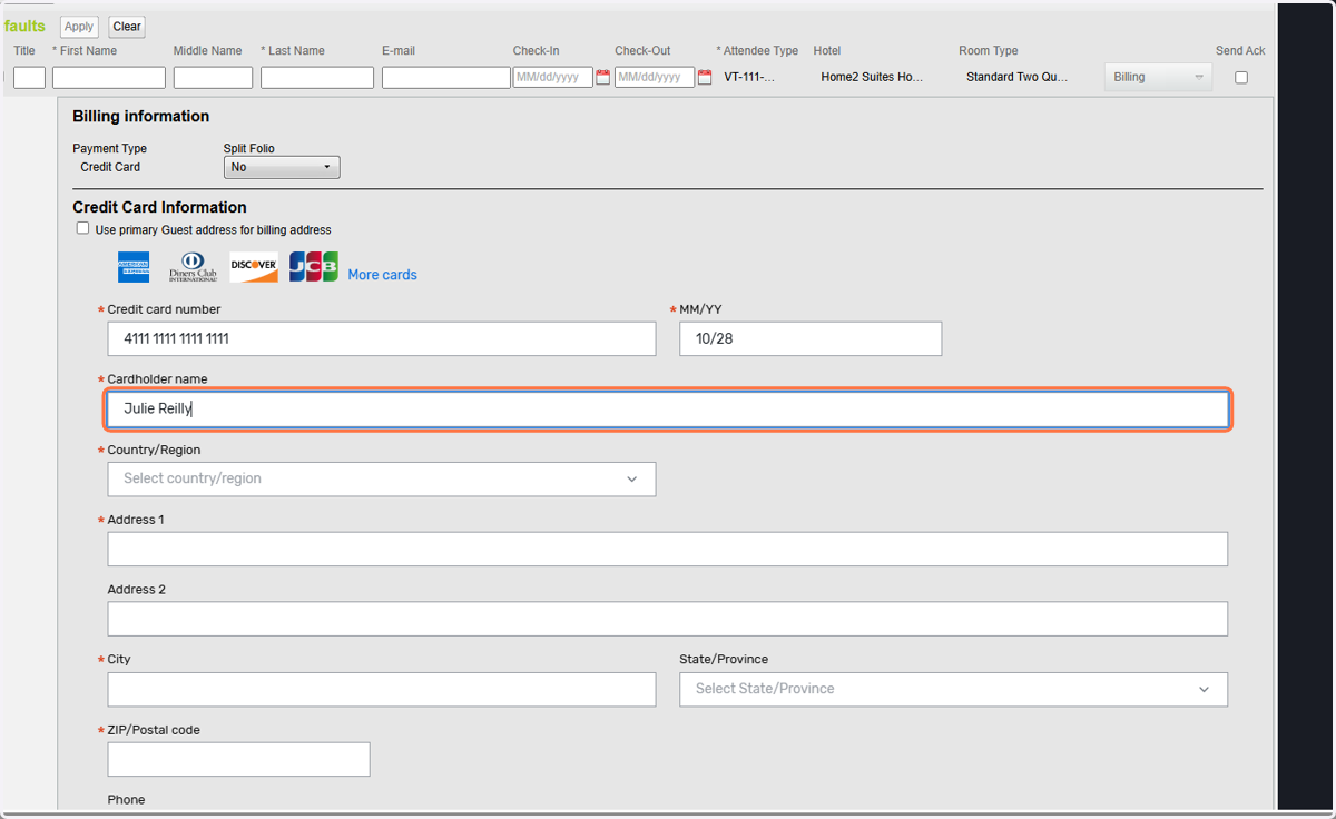 Continue filling in the information all sections with a red asterisk.