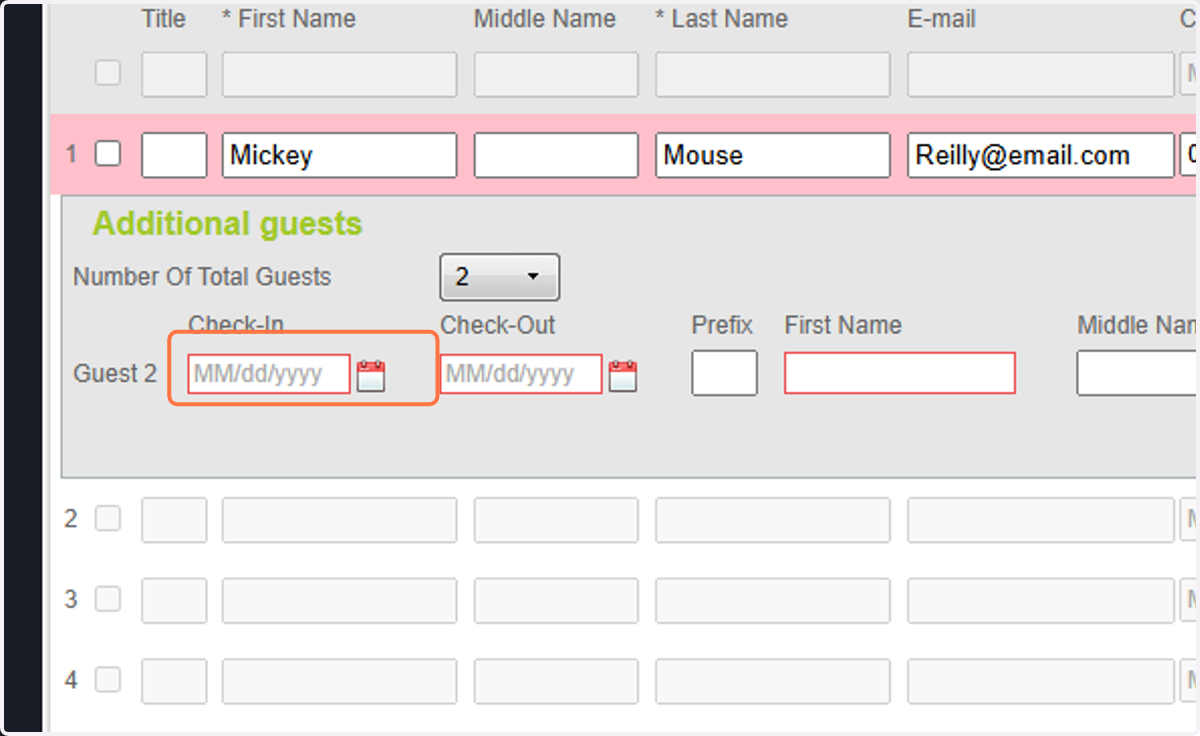 Enter check-in date for second room occupant.