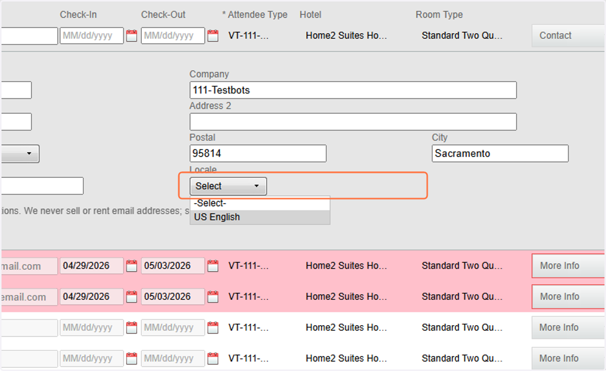 Click on Select Locale (language)