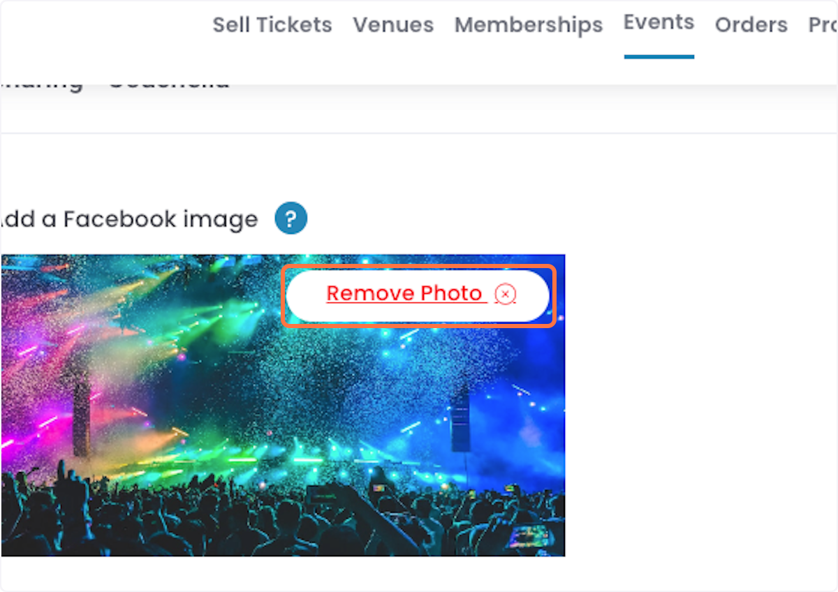 Once within Social, you'll see the current thumbnail. This defaults to your event's cover image.