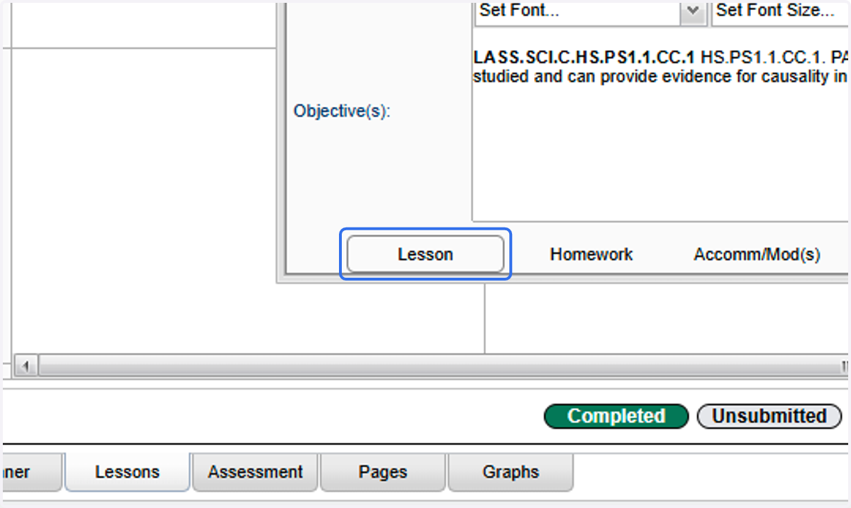 Click on Lesson
