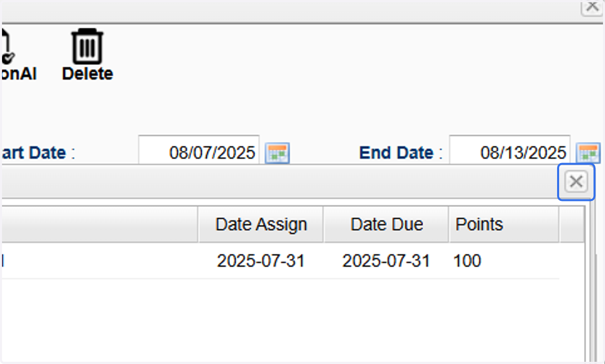 Close the "Assignment" window.