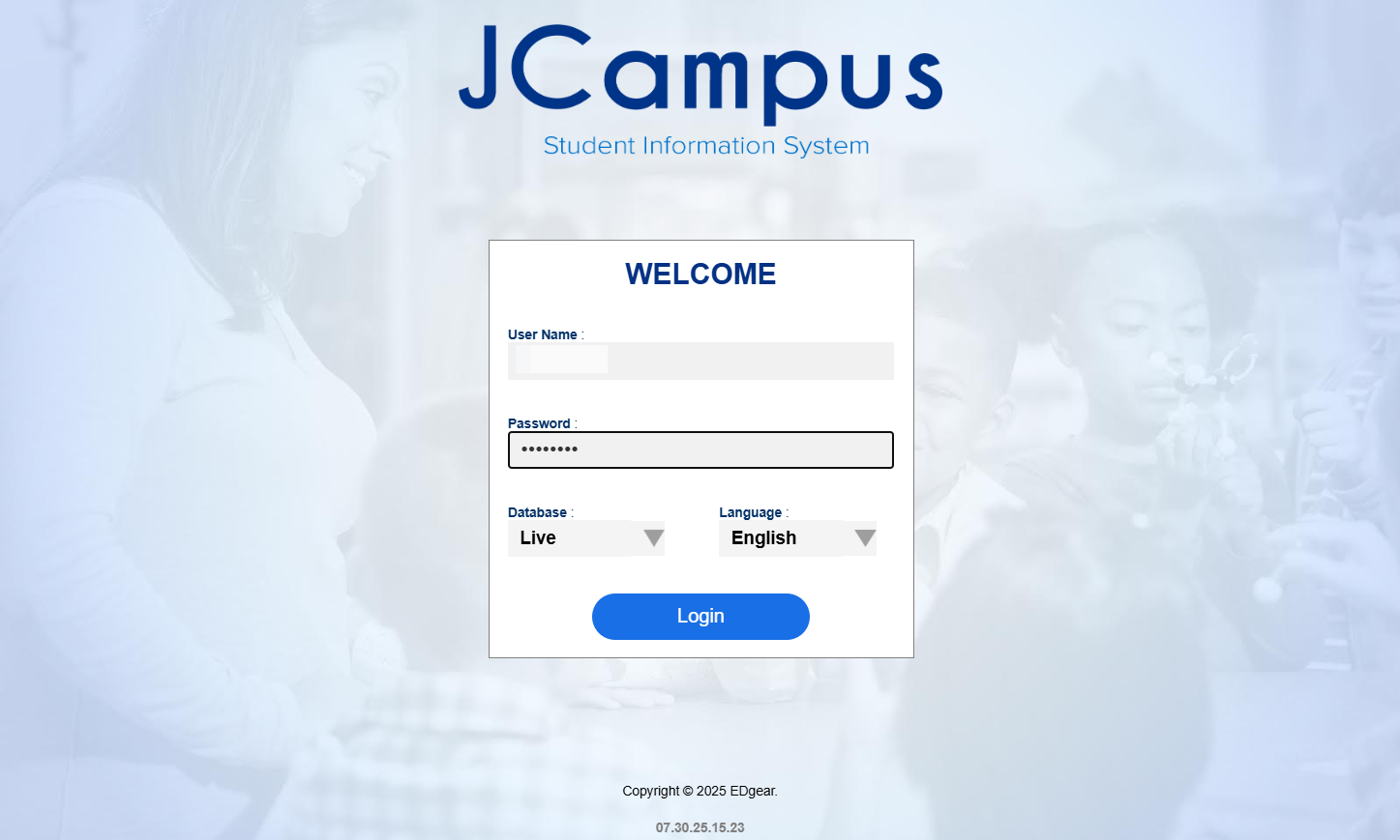 Input your username and password and select "Login