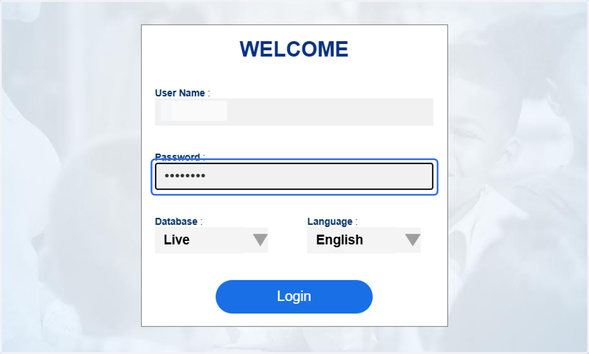 Input your username and password and select "Login
