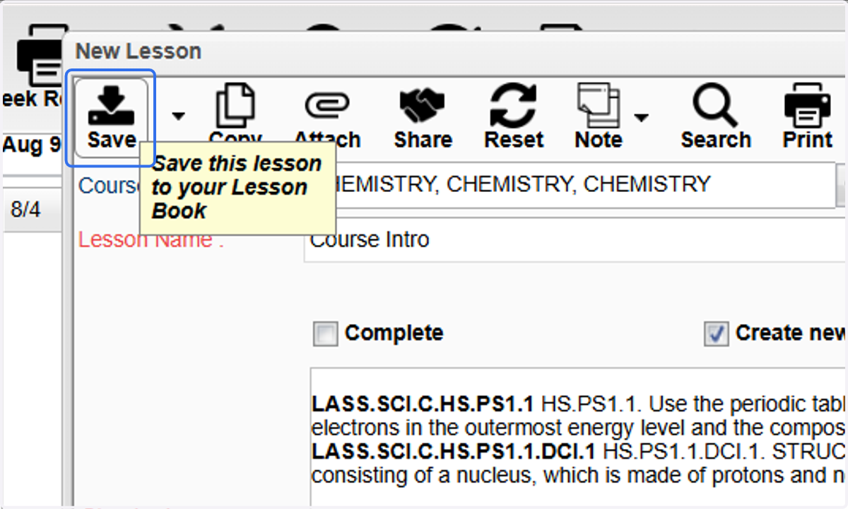 Click on "Save" to save and apply your lesson.