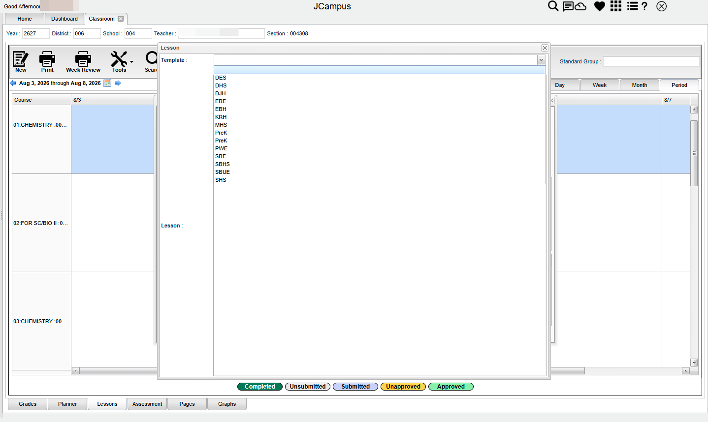 Select your school's template. Complete it according to your administrator's guidance.