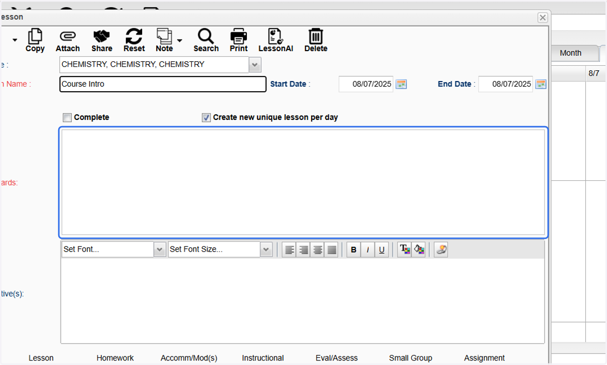 Click in the "Standards" box.