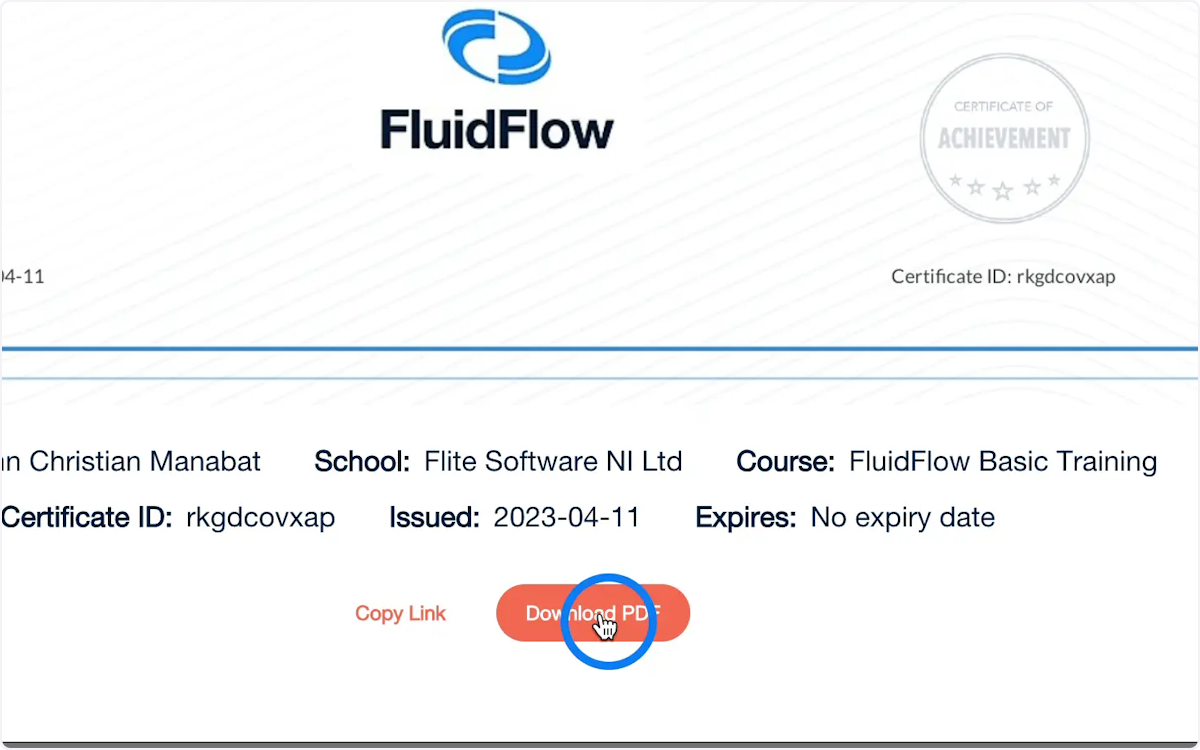 You may click "Download PDF" to download your certificate.