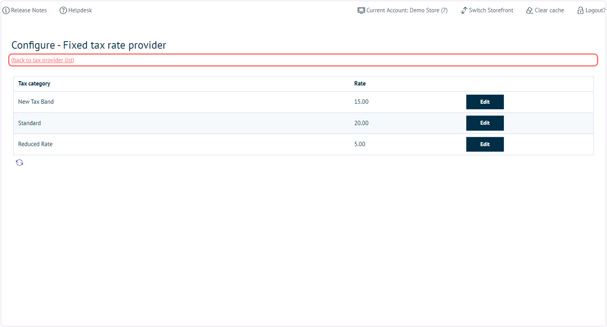 Click on (back to tax provider list)