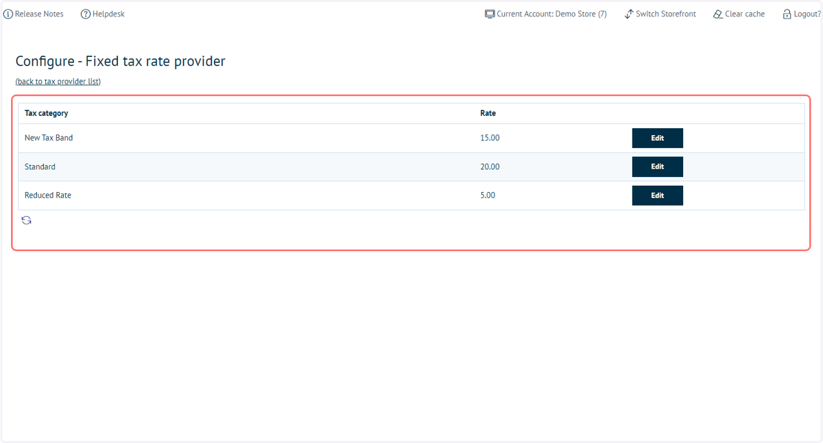 The Tax Category column provides the names to be used
