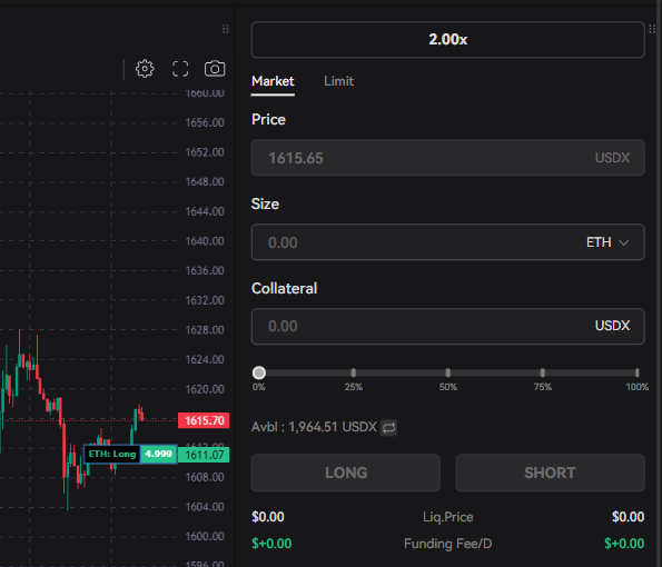 Market orders will be executed at the current market price. When placing a limit order, users will need to key in a specific price here