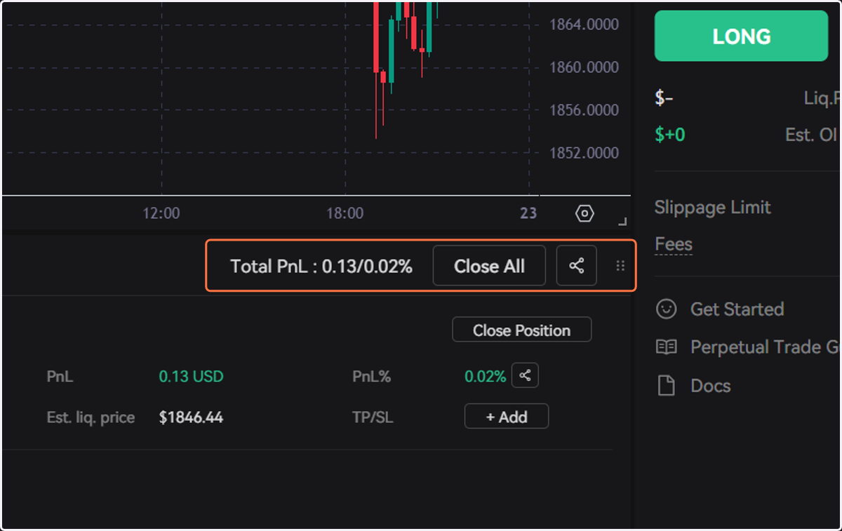 Click on Close All to close all positions at market price