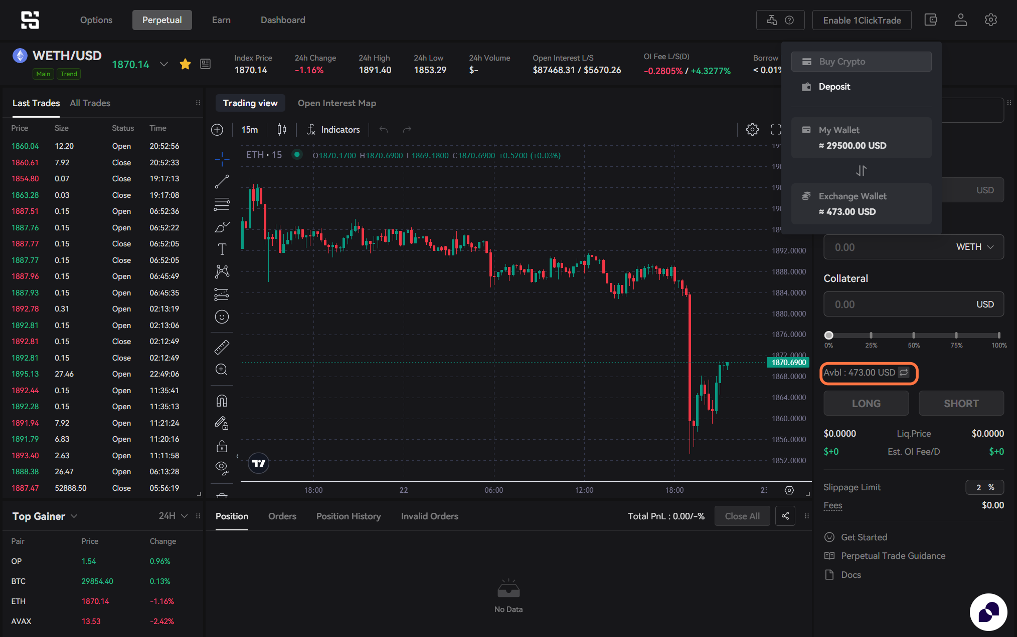 Transfer fund to your Exchange Wallet to get started
