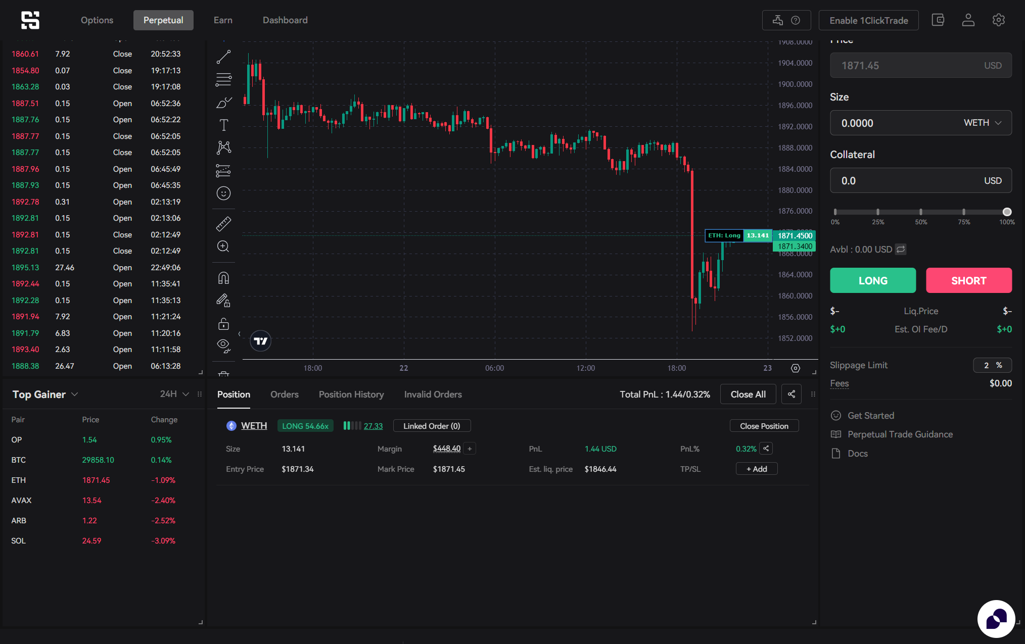 "Margin" shows the amount of collateral for this position