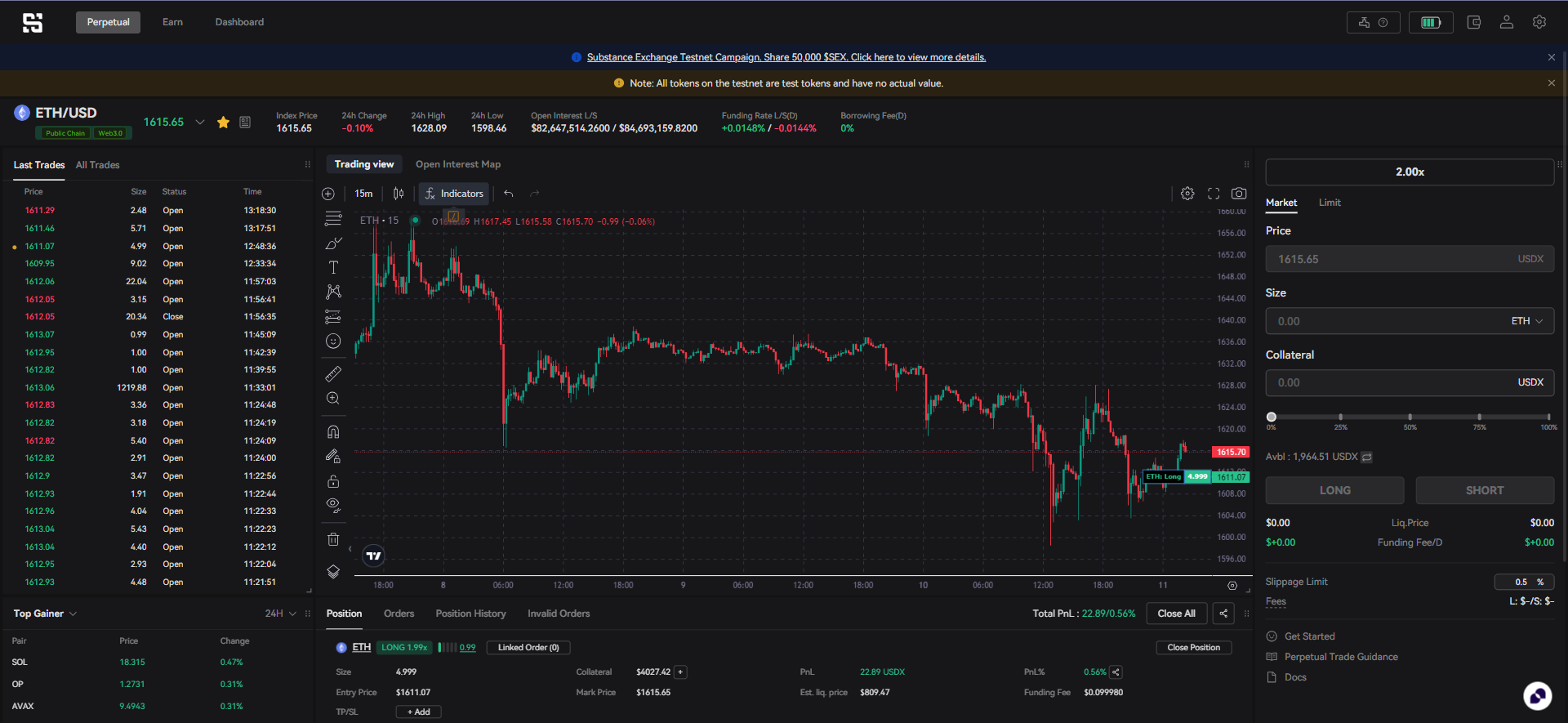 Click on Perpetual to start trading