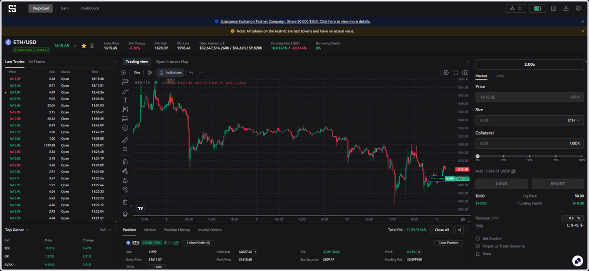 Click on Perpetual to start trading