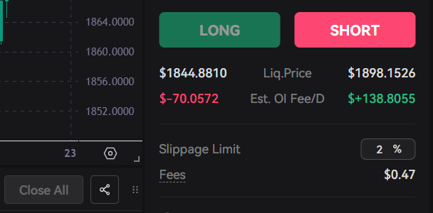 For example, click on LONG to open a long position