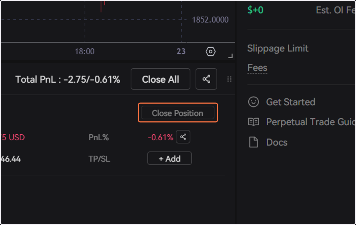 Click on Close Position to close a position