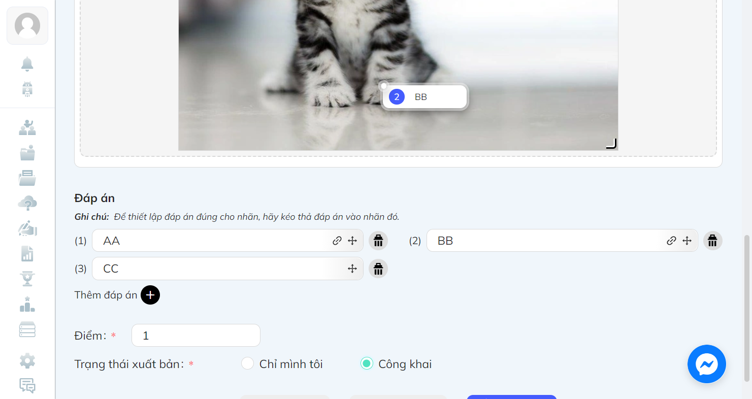 Nhấn chọn "Công khai" để ai cũng thấy được câu hỏi