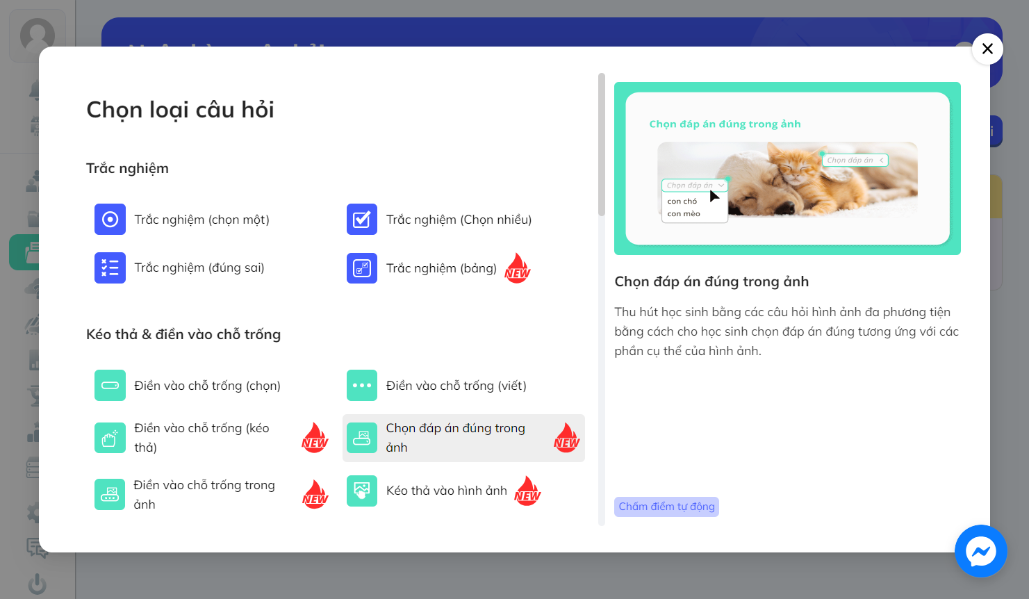 Nhấn chọn "Chọn đáp án đúng trong ảnh"
