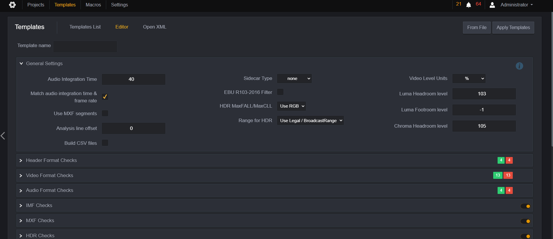 Now, if you want to add other parameters, you can use premade templates. So click on "Apply Templates."