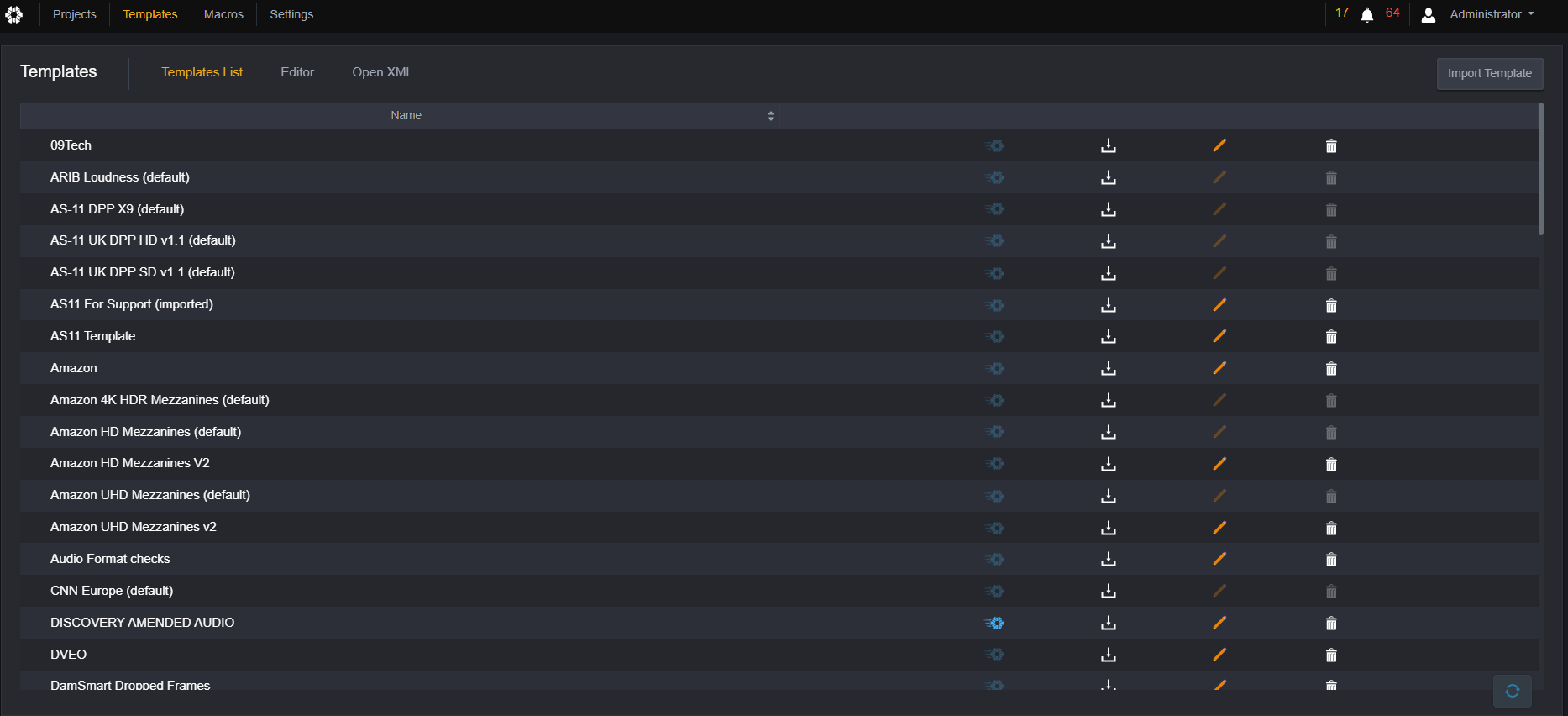 Click on Editor. A page with all the analysis parameters will be displayed.