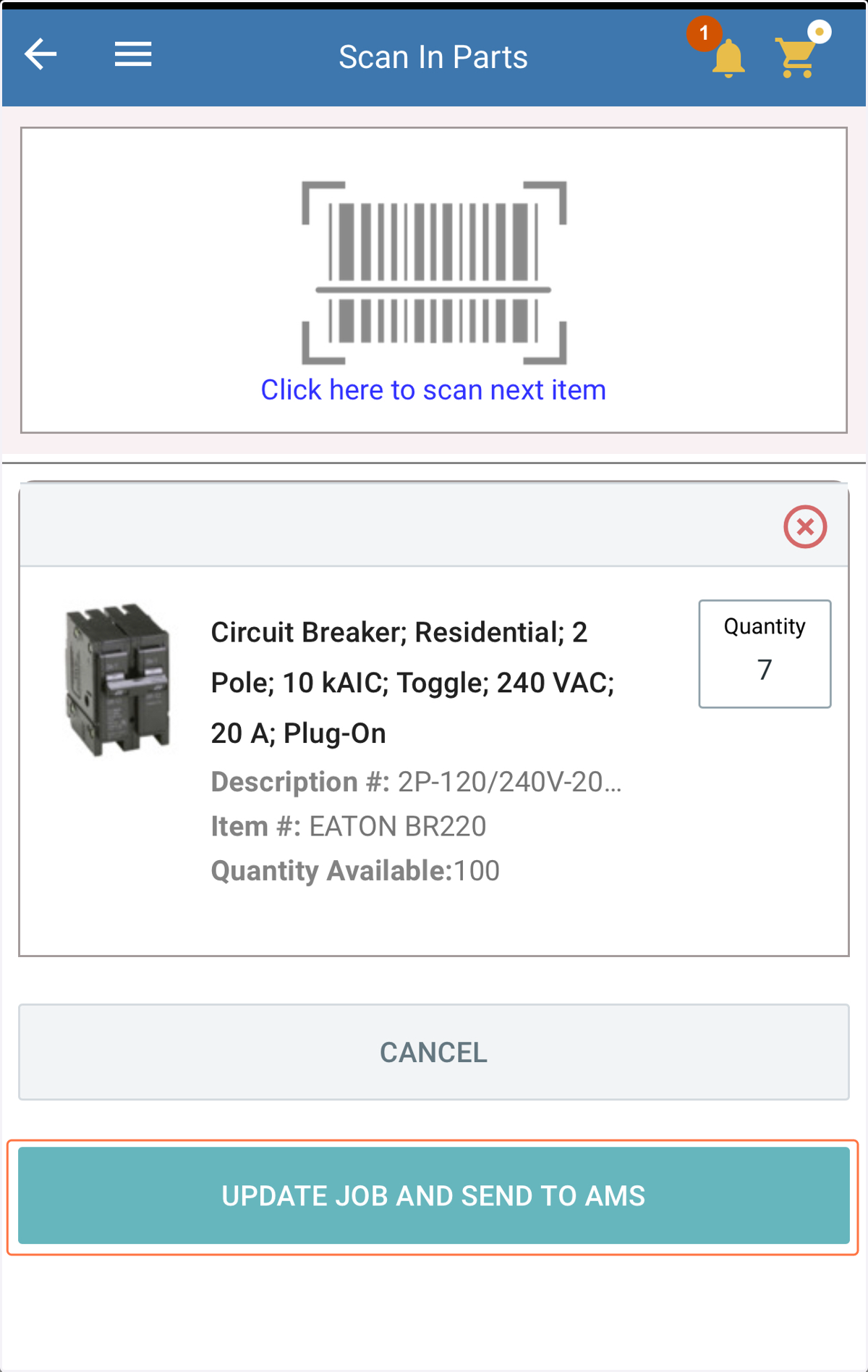 Update job and send to AMS