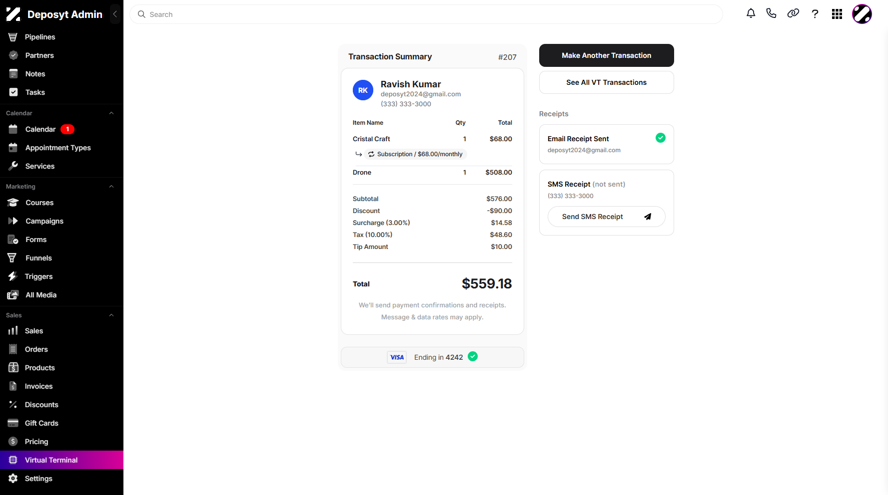 Step 13: While processing, a pop-up notification will appear confirming that the order has been placed successfully. You will then be taken to the Transaction Summary page.
