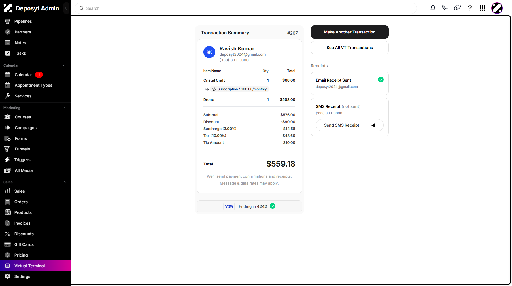 Step 13: While processing, a pop-up notification will appear confirming that the order has been placed successfully. You will then be taken to the Transaction Summary page.