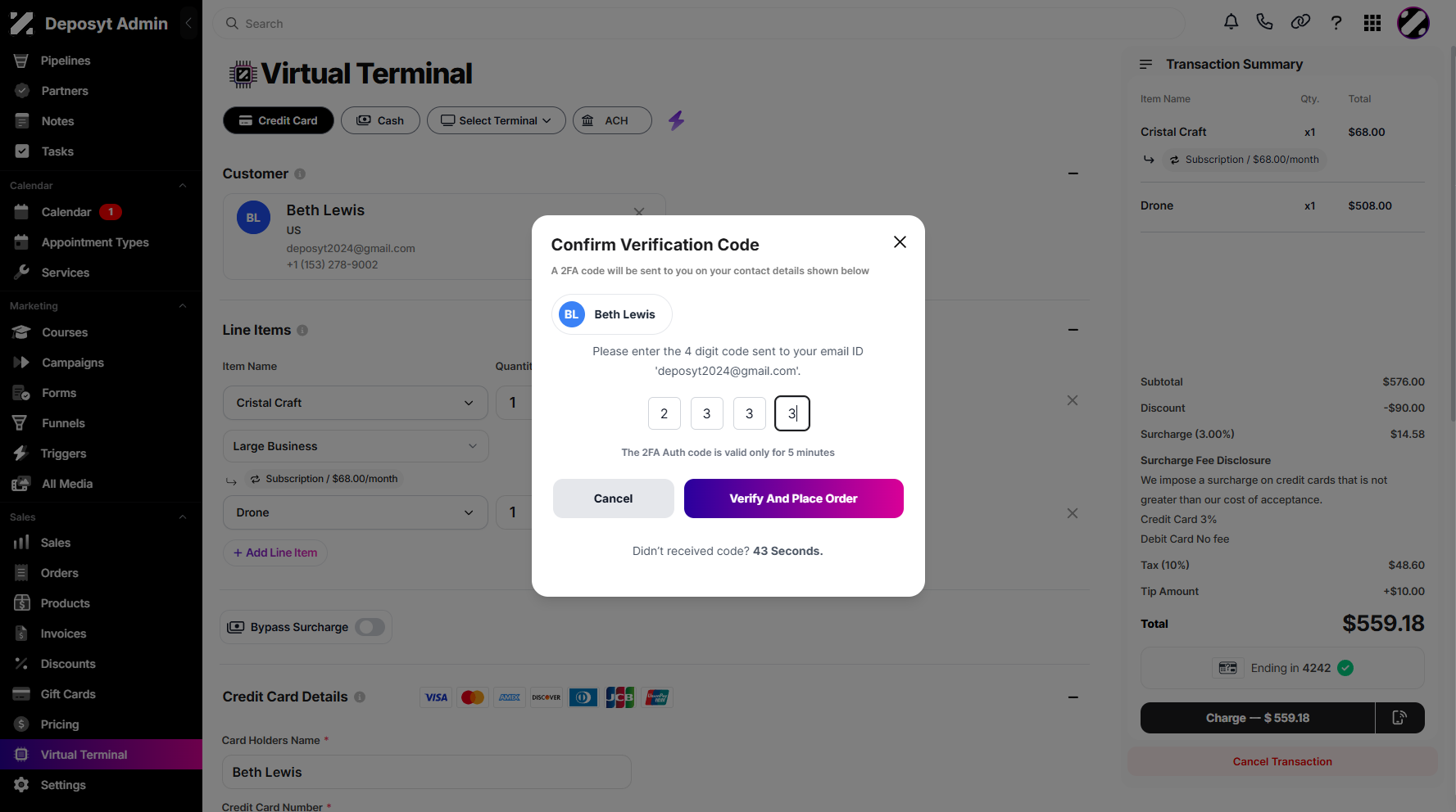 Step 12: You can then proceed by clicking on the Verify And Place Order button.